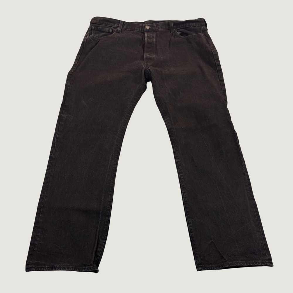 Levis 501 Original Fit Mens Black Denim Straight Leg Button Fly‎ Jeans 42x32